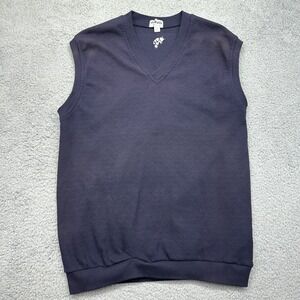 Vintage Ping Golf Mens Size Medium V-Neck Sweater Vest Blue 100% Cotton M413 016